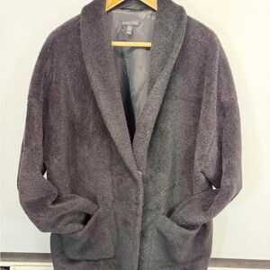 Eileen fisher coat medium black wool soft snap closure